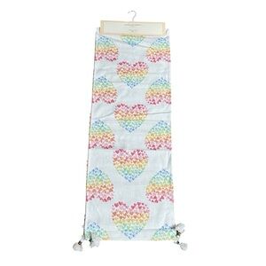 Cupcakes and Cashmere At Home Rainbow Heart Tassel Table Runner NWT